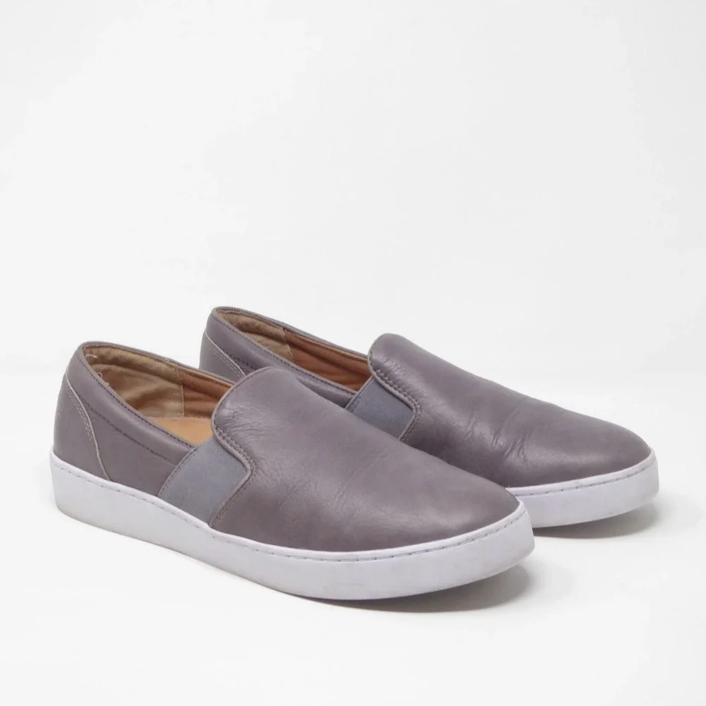 Vionic Women Slip On Sneakers Shoes Gray Leather Demetra Orthotic Size 9 - Picture 2 of 9